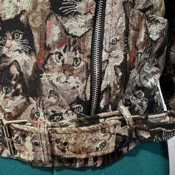 Cat Lady Women's jacquard Moto Jacket - Picture 2 of 7